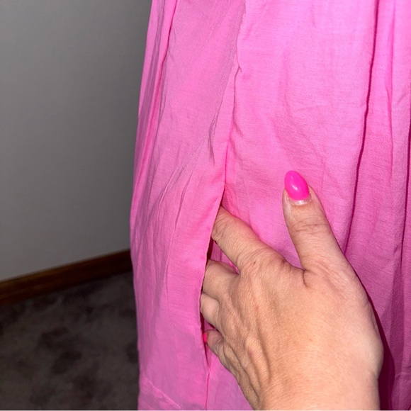 Free People Vibrant Pink Textured Dress Size Large Fully Lined Sleeveless - Picture 8 of 16